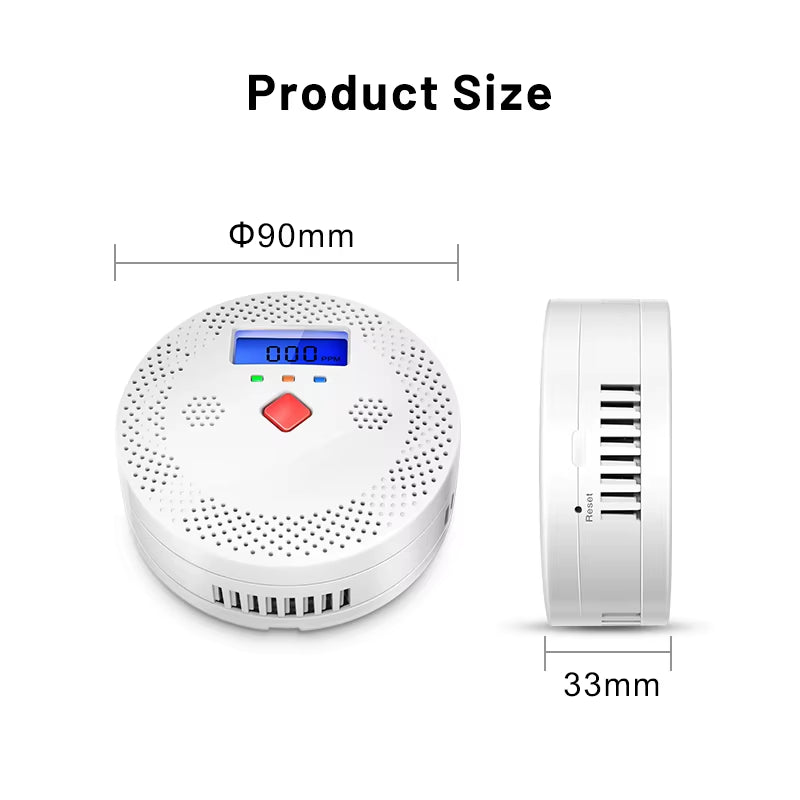 Tuya Wifi Smart Carbon Monoxide Detector Alarm 85Db Sound Warning LCD Digital Display Home Indoor Real-Time CO Monitor Poisoning