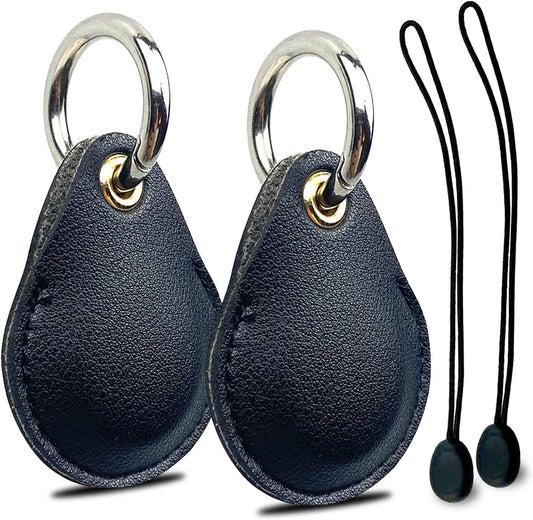 Keyring Holder for Airtag 2 Pack, Air Tag Key Ring Tracker Keychain Compatible with Apple Item Finder, Hidden Leather Itag GPS Locator Protective Cover Sleeve Key Fob Organizer Carabiner Accessories