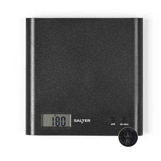 Salter Digital Kitchen Scales ARC Compact & Precise LCD Weighing Scale 3Kg Black